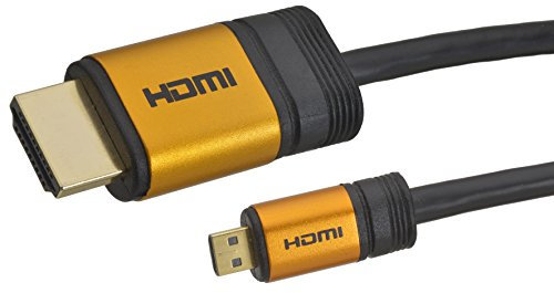 Cable de alta gama HDMI a micro de 2 metros 2.0/1.4a con conectores enchapados en oro y un trenzado de nylon/aluminio, conductores de cobre desnudo (Soporta: Full-HD, 3D, Ultra-HD 4K, Ethernet, Audio Return) por aricona