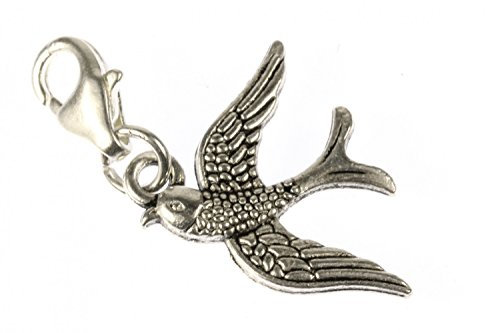 Miniblings Schwalbe Vogel Charm Mauersegler Silber - Handmade Modeschmuck I Kettenanhänger versilbert - Bettelanhänger Bettelarmband - Anhänger für Armband