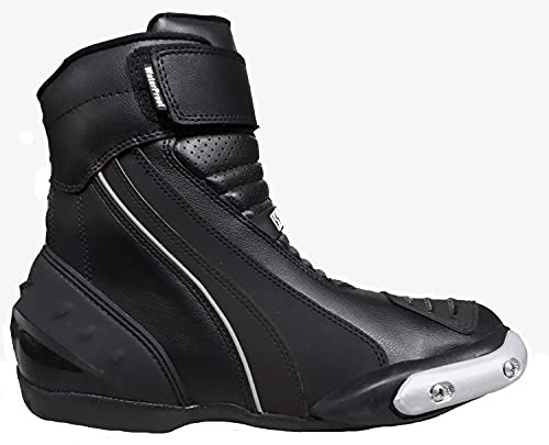WinNet Stivali stivaletti Bassi da Moto Falco in Vera Pelle con Protezioni e Sliders