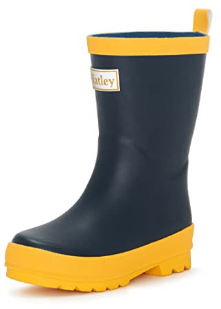 Hatley Rain Boot, Stivali da Pioggia Wellington Classic Unisex-Adulto, Blu Navy, Giallo, 22