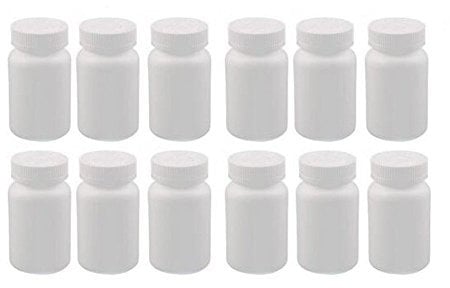 12 Kunststoff rund Pille Container bottles-Tablet Kapsel Aufbewahrung Halter Pille Spender Köder Halter Veranstalter (weiß)