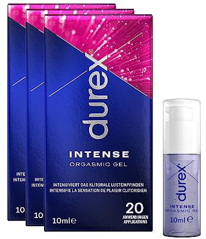 Durex Intense Orgasmic Gel – Orgasmic Gel für gesteigerte klitorale Empfindsamkeit – Wärmende, kühlende und prickelnde Effekte – 30 ml (3er Pack)