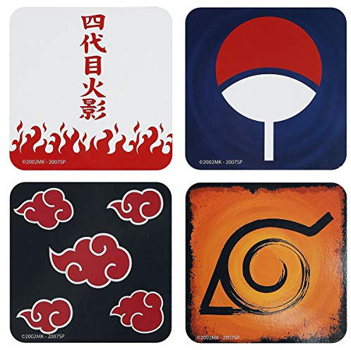 ABYSTYLE Abysse Corp_ABYCOS007 Naruto Shippuden-Set 4 Untersetzer Embleme, Mehrfarbig