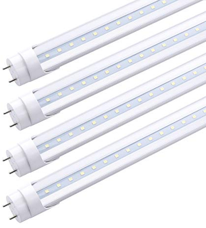 FALANFA T8 4FT 48 18W LED Tube Light, 6000K Cool White, Clear Cover, G13 Base Two Pins,Dual-End Powered, Ballast Need Removal,Pack of 25
