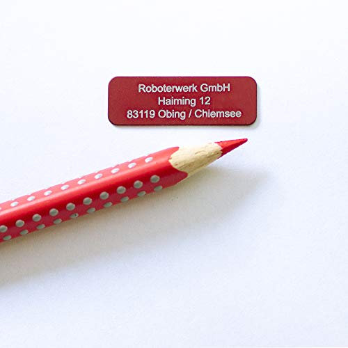 Roboterwerk Drohnen-Kennzeichen - 3 Zeilen, Namenschild und/oder mit ab 2021 geforderter e-ID, 30x10mm, Aluminium eloxiert Rot