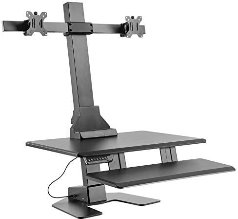 Maclean MC-796 2-Fach Monitorhalterung Arbeitsstation Monitor Halter mit Maus Tastatur-Ablage VESA: 75x75,100x100 13-32 (Elektrisch)