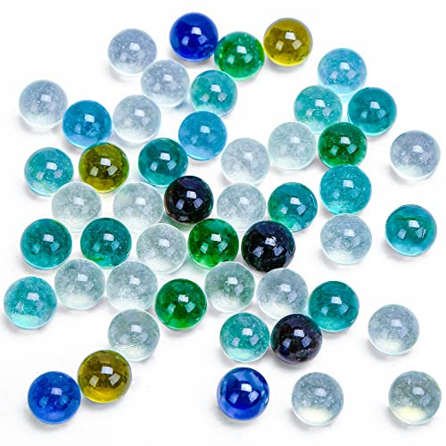 HAKACC Murmeln Glas, 50 STK. Muggelsteine bunt Kinder Deko Kugeln Spielzeug Durchsichtig Klare Glasmurmeln
