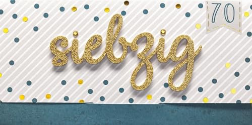 Perleberg Geburtstagskarte mit Lettering - edle Karte zum 70. Geburtstag mit Umschlag - schöne Geburtstagskarten 11,6 x 22 cm - Karte Geburtstag für eine gelungene Überraschung