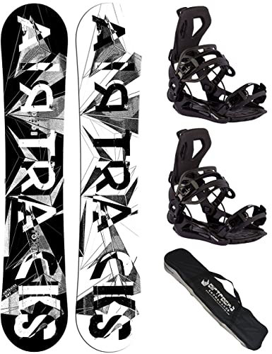Airtracks Herren Snowboard Set Freeride Freestyle - BWF Camber Snowboard Extra Wide 171 - Softbindung Master M - SB Bag