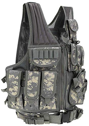 Lejie Taktische Weste Herren-Outdoor Weste mit Taschen- Tactical Vest für Jagd Angeln Camping Airsoft Paintball Militär