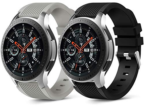 Dirrelo Strap Compatible with Samsung Galaxy Watch 3 45mm/Galaxy Watch 46mm/Huawei GT 2 46mm, 22mm Soft Silicone Sport Wrist Bands Replacement for Samsung Gear S3 Frontier for Men Women, Black+Gray
