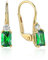 Damen 585er Gelbgold Ohrringe Synth. Smaragd Ohrhänger Solitaire Creolen Ohrschmuck 14K