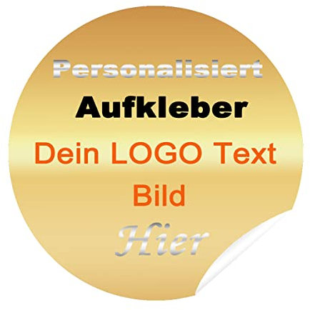 Personalisierte Aufkleber Individuell Etiketten Kleinbetrieb Wasserdicht Text Logo Bild (200, 5x5cm Runden)