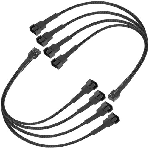 upHere PWM Lüftersplitter, 4-poliges Adapterkabel, ummantelt, Y-Splitter für Desktop-Computer, CPU-Lüfter, PC, 4-poliges Lüfter-Verlängerungskabel, Stromkabel, 25.4 cm, FH-4 (2 Stück)