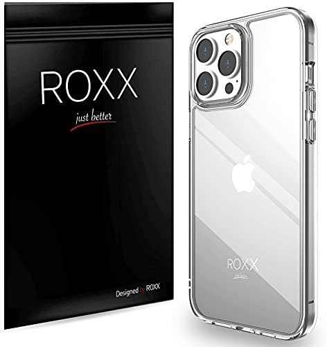Roxx Antigelb Clear Case Hardcase Hülle | Kompatibel mit iPhone 13 Pro Max 6,7 Zoll | 9H Kratzfeste Glasrückseite