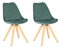 byLIVING Esszimmerstuhl Arik / 2er Set/Samtbezug dunkelgrün/Gestell Metall Eiche-Optik foliert / 2 Stück Küchenstuhl/Esszimmerstuhl/Wohnzimmerstuhl/bis 110 kg/B 48,5, H 85, T 55 cm