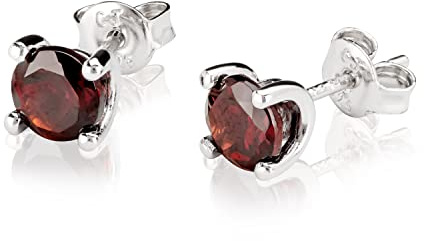 NKlaus Ohrstecker echter granat ohrstecker, für Damen, Silber, 6mm, 2 Stück | anlaufgeschützt; 925 Sterling Silber; 925 Sterlingsilber; rhodiniert; 1,25g; 6,0mm; Sterling Silber