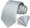 HISDERN Krawatte Grau Herren Krawatten mit Einstecktuch Hochzeit Elegant Krawatte & Taschentuch Set Business