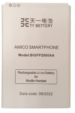 [TY BETTERY] Batterie Compatible avec BIGFP2000AA Brondi Amico Smartphone