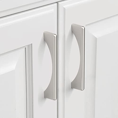 9BUILD 10 Pack Brushed Satin Nickel Kitchen Cupboard Handles 96mm Hole Centre Kitchen Door Handles Drawer Handles Zinc Alloy Wardrobe Handles Cabinet Handles Cupboard Door Handles