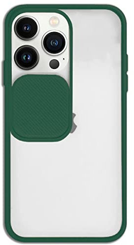 Mixroom - Cover Custodia per Apple iPhone 13 PRO Protezione Fotocamera con finestrino Scorrevole Colore Verde Scuro 1