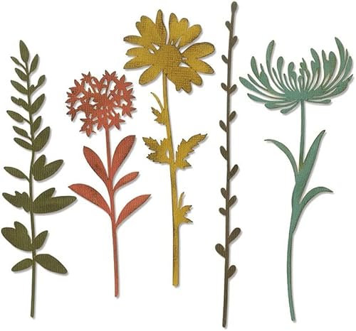 5 x Wildblumen-Stängel, Stanzformen für Kartenherstellung, Stanzschablonen für Bastelarbeiten, Scrapbooking, Fotoalbum, dekorative Prägepapier-Stanzformen für Kartenherstellung, Vorlage