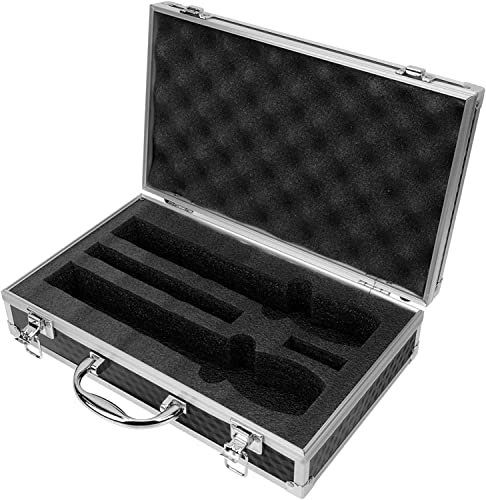 Vaguelly Handheld Wireless Microphones Bags Cases,Aluminum Microphone Storage Suitcase Foam Interior,Microphone Case for 2,Case Only