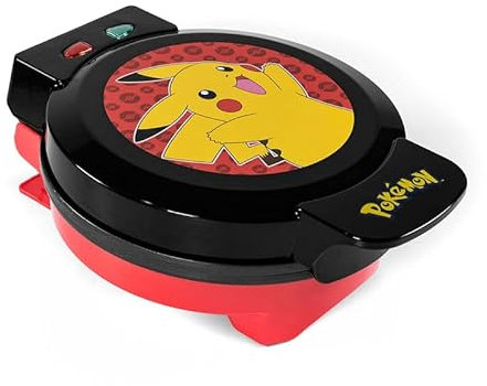 Uncanny Brands - Gofrera Pikachu - Impresión del personaje en el gofre - Enchufe Europeo - Licencia Pokemon - Facil de usar y limpiar - Hogar y cocina