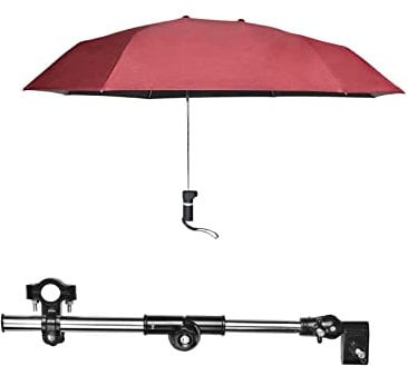 Baoblaze Beach Umbrella with Adjustable Universal Clamp, Portable Golf Umbrella for Chair, Golf Cart, Bleacher, Patio, Fishing, BBQ Parties, Red Single Layer