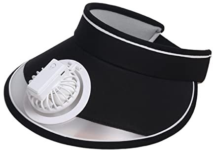Baoblaze Unisex Sonnenblende Hüte mit Ventilator USB Wiederaufladbar, Fan Visor Hat Kühlmützen, Sommer Cap mit Ventilator, Fan Cooling Hat, Sonnenschutz Kappe Kühler Lüfter für Outdoor Camping, Blau