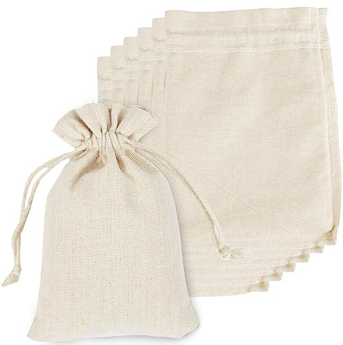 Sadocom 60 Stück Baumwollbeutel mit Kordelzug, wiederverwendbare Musselinbeutel (10 x 15 cm) Säckchen Zum Befüllen Tee, Süßigkeiten, Gewürze, Seifen, Schmuck, Geschenke, Hochzeitsfeier