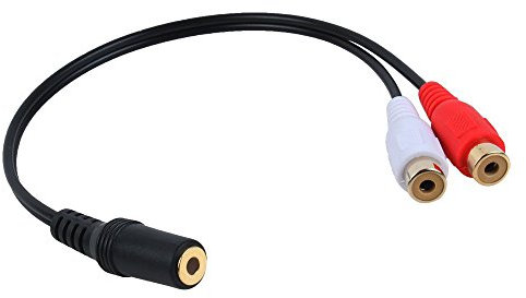 Meogromp Gold Adattatore Stereo Jack Femmina Da 3,5 Mm A 2 Jack Femmina Stereo Splitter RCA (15cm) Nero