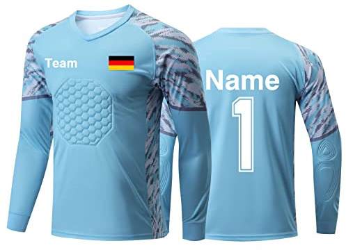 LAIFU Benutzerdefiniert Torwart Trikots für Erwachsene/Kinder Personalisiertes Torwarttrikot Set mit Name Team Logo