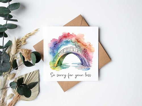 Rainbow Bridge – Beileidskarte für Haustiere – schöner Aquarelldruck – Trauerkarte für Haustierverlust