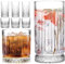 Crystal Drinking Glasses, Set of 8 Durable Glass Cups-4 Highball Glasses 15oz & 4 Rocks Glasses 12oz, Cocktail Glass, Mojito Cups, Bar Glassware Set for Beer, Cocktail, Whiskey