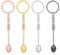 Andibro 4 Stück Mini Krone Löffel Schlüsselanhänger, Glitzer Krone Löffel Schlüsselring Teelöffel Krone Anhänger Halskette für Gewürze Sand Salze Gold Silber Rose Gold Schwarz schlüsselring Ornament