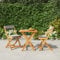 WRJENFSC Lounge Möbel Outdoor Balkon Sitzgruppe Patio Lounge Stuhl 3-TLG. Bistro-Set Klappbar mit Kissen Massivholz Akazie Geeignet für Garten, Hinterhof, Rasen, am Pool