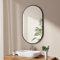EMKE Badspiegel Oval 60 x 100 cm Spiegel mit Schwarzer Rahmen Wandspiegel Oval Horizontal/Vertikal Badezimmerspiegel Ovaler Spiegel Schwarz Dekorativer HD Wandspiegel für Badezimmer, Flur