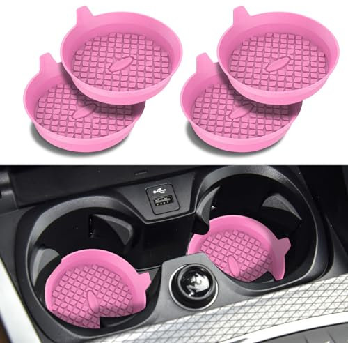 deemars 4PCS Sie will Untersetzer, Ein Untersetzer in den Becher, Silikon Anti-Schock-Autositze, Dschinn und Becherhalter Für Autos Gelten Als Innenteil der Meisten Fahrzeuge (Rosa)