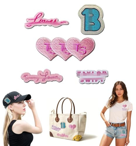 Patches zum Aufbügeln,7 Stk Nähaufnäher und Abzeichen,Pop-Sänger-flicken zum aufbügeln,Herz Flicken zum Aufbügeln,DIY Bestickte Patches für Anpassung von Kleidung,Schuhen und Rucksäcken (A)