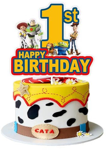 Happy Birthday Tortendeko Cake Topper 1. Geburtstag Cartoon Kuchendeko für Jungen Mädchen Geburtstagsparty, Thema Party, Jubiläum