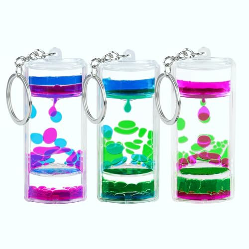 OSDUE Minuteur sensoriel Liquide, Porte-clés de Décompression, Lot de 3 Jouets sensoriels pour la Relaxation minuteur, pour soulager Le Stress Sablier, Cadeaux pour Adultes et Enfants