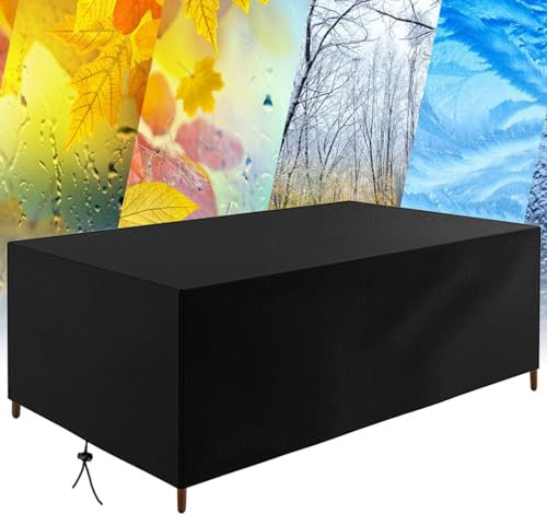 HNKDKJ Abdeckplane für Gartenmöbel 200x100x70cm/LxWxH Rechteckig Gartenlounge Abdeckung Schwerlast 420D Oxford Gewebe Abdeckplane Gartentisch Winterfest Winddicht-UV Gartenmöbel Schutzhülle Schwarz