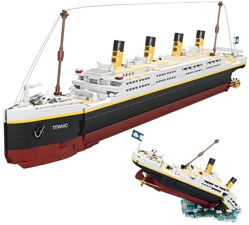NDZUI LYSOON - Jouet de construction Titanic 2 en 1 - 2022 pièces - Avec glacier - Modèle de bateau - Briques de serrage - Cadeau pour adultes, enfants, garçons et filles de 6 à 12 ans