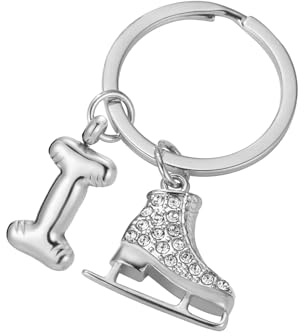 Amaxer Mode Schlittschuh und Blase Brief Schlüsselanhänger A-Z Ballon-Initiale Alphabet Charme Edelstahl-Schmuck-Schlüsselanhänger für Unisex