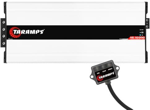 TARAMPS HD10000.1 Pro Car Audio Class D Amplifier 10000 Watts Sound System 1 Ohm Short-Circuit in Relation to GND, Low Impedance, Low/High Voltage Thermal Protection Covers Sub Bass Mid-bass Midrange