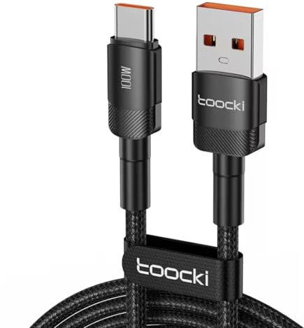 Cable de carga USB-A a USB-C 100W, 1 m de longitud (Negro)