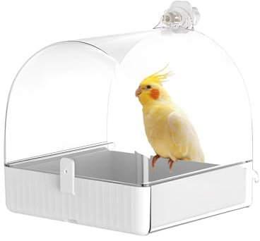 Maison de Bain d'Oiseau–Cage de Bain Luxueuse, Compatible avec Une Variété de Petits à Moyens Oiseaux – Baignoire Transparente à Suspendre