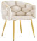 Lestarain Sessel Wohnzimmer, Armlehnensessel mit geflochtener Rückenlehne, Loungesessel Relaxsessel Lesesessel Einzelsofa, Polstersessel mit Samtbezug Metallbeinen, Beige, LUNI1018