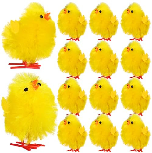 Healifty 36 Stück -Miniküken Kleine Kunststoff-Plüschhühner Figuren Kuchendekorationen Nutztierstatuen Niedliche Tischdekorationen Für Ostern Partygeschenke Jagd 4 cm